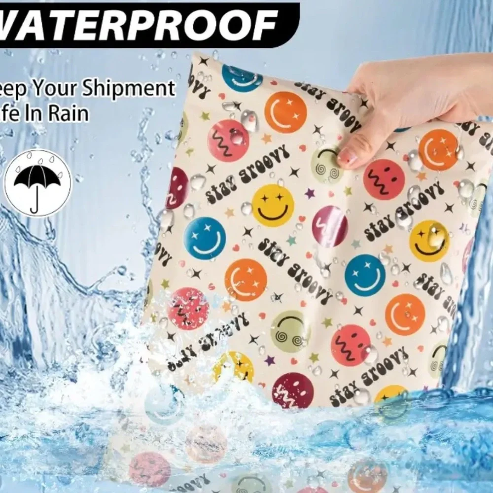 10 Pc Smiley face poly mailers NWT 10x13 shipping groovy hippy stay groovy